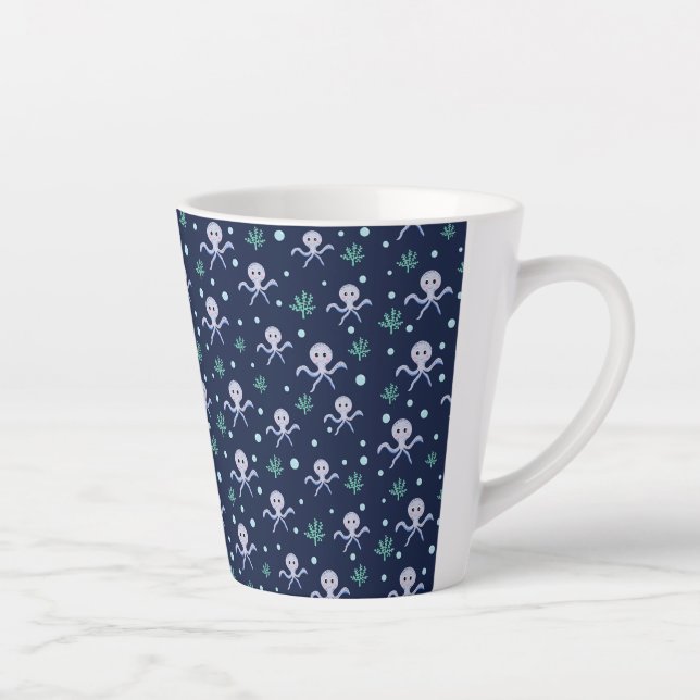 Octopus under the sea kids pattern latte mug (Right)