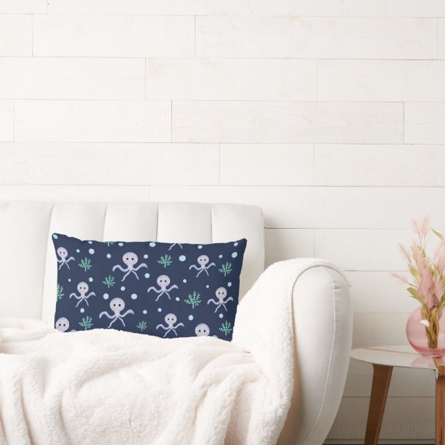 Octopus under the sea kids pattern lumbar cushion (Couch)