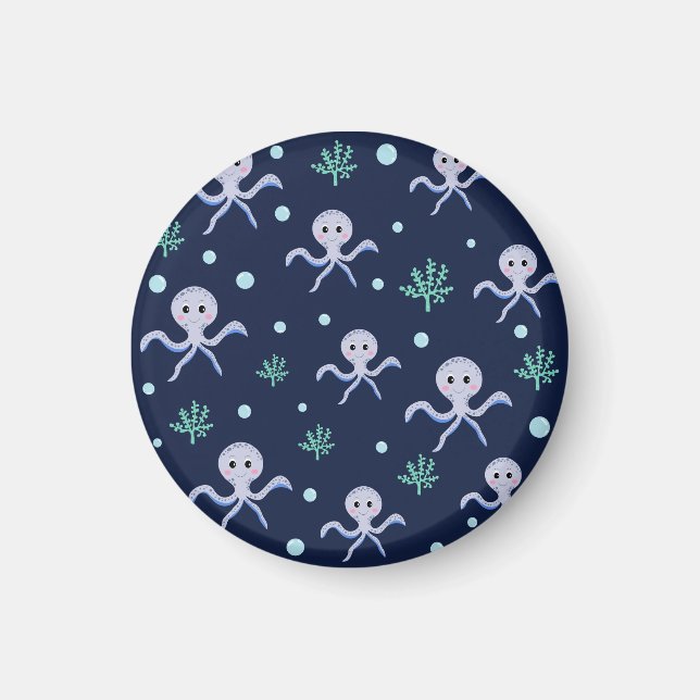 Octopus under the sea kids pattern magnet (Front)