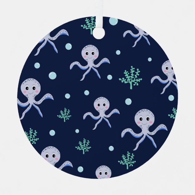 Octopus under the sea kids pattern metal tree decoration (Front)