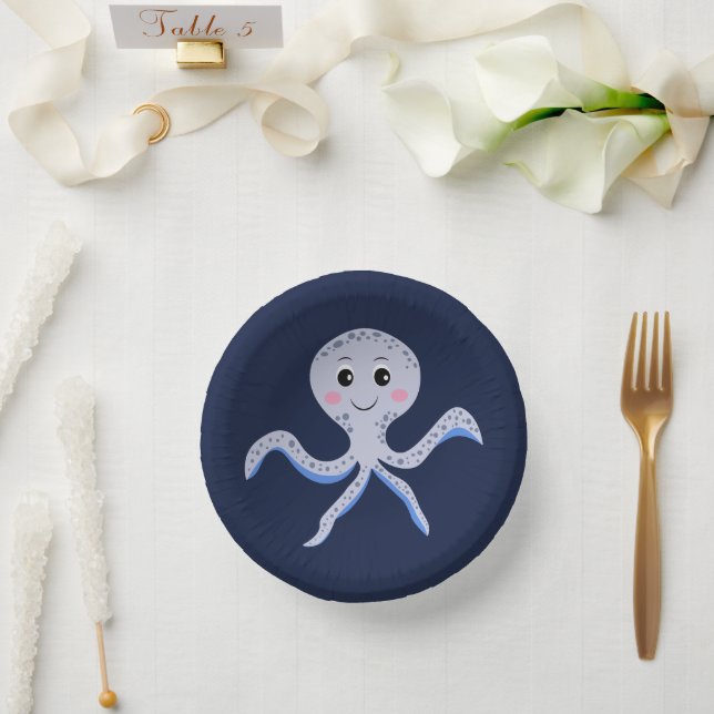 Octopus under the sea kids pattern paper plate (Wedding)