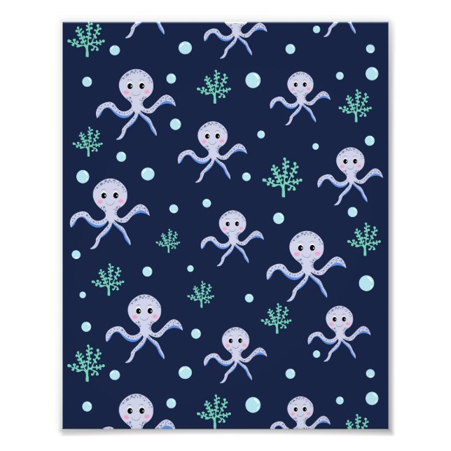 Octopus under the sea kids pattern photo print (Front)