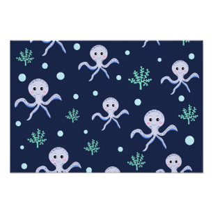 Octopus under the sea kids pattern photo print
