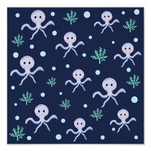Octopus under the sea kids pattern photo print