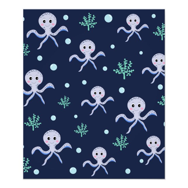 Octopus under the sea kids pattern photo print (Front)