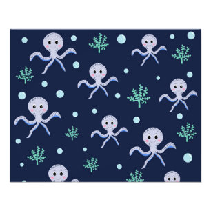 Octopus under the sea kids pattern photo print