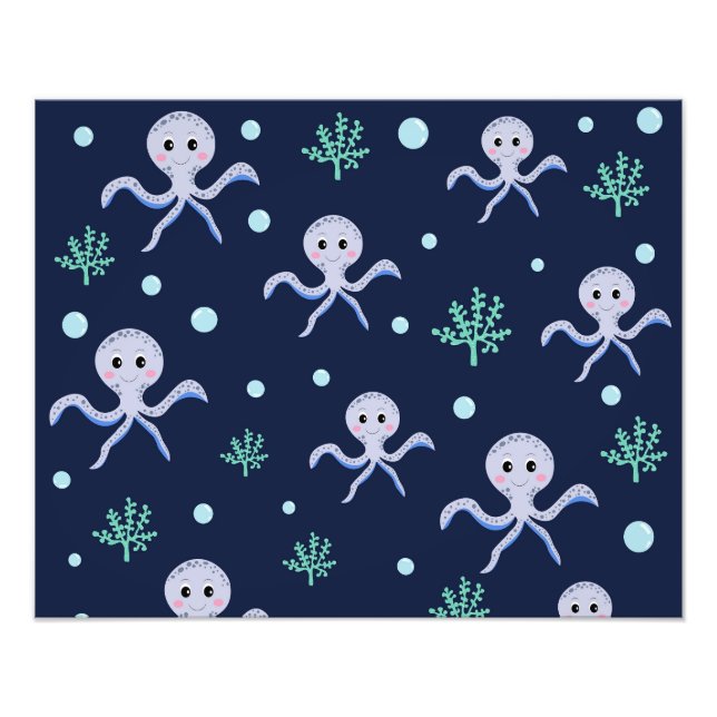 Octopus under the sea kids pattern photo print (Front)