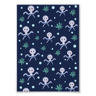 Octopus under the sea kids pattern photo print