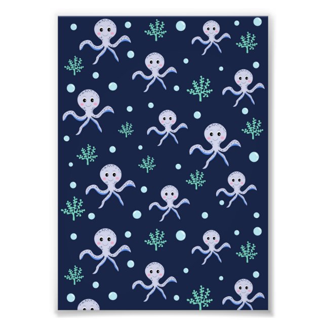 Octopus under the sea kids pattern photo print (Front)
