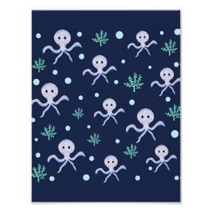 Octopus under the sea kids pattern photo print