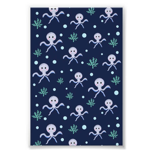 Octopus under the sea kids pattern photo print (Front)