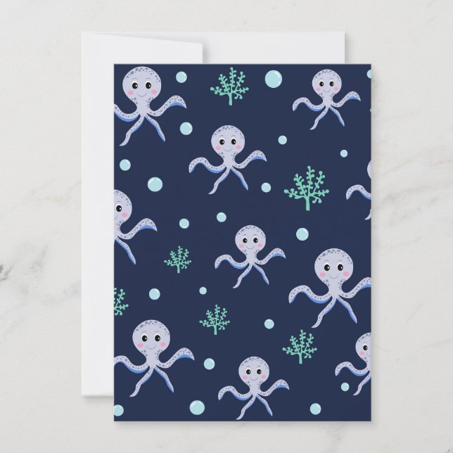 Octopus under the sea kids pattern save the date (Front)
