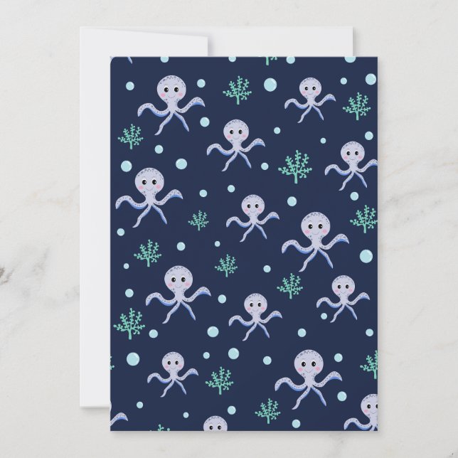 Octopus under the sea kids pattern save the date (Front)