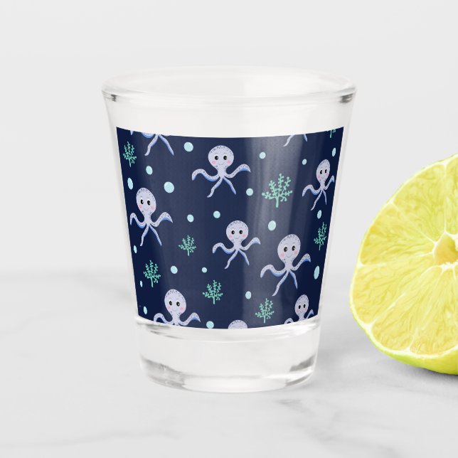 Octopus under the sea kids pattern shot glass (Front)