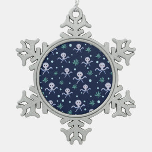Octopus under the sea kids pattern snowflake pewter christmas ornament