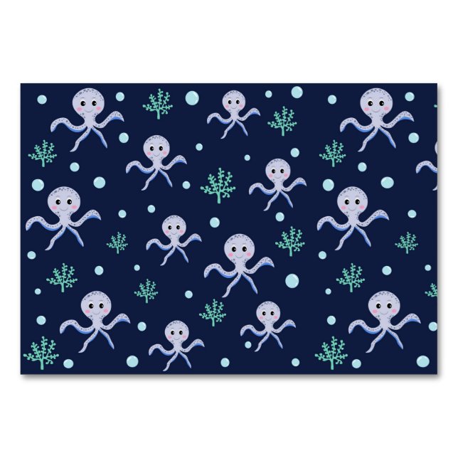 Octopus under the sea kids pattern table number (Front)