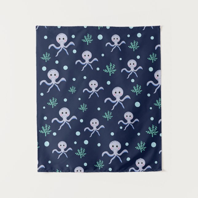 Octopus under the sea kids pattern tapestry (Front)