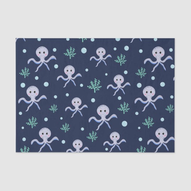 Octopus under the sea kids pattern tissue paper (Front)
