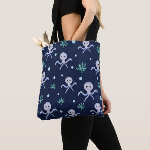 Octopus under the sea kids pattern tote bag