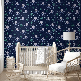 Octopus under the sea kids pattern wallpaper