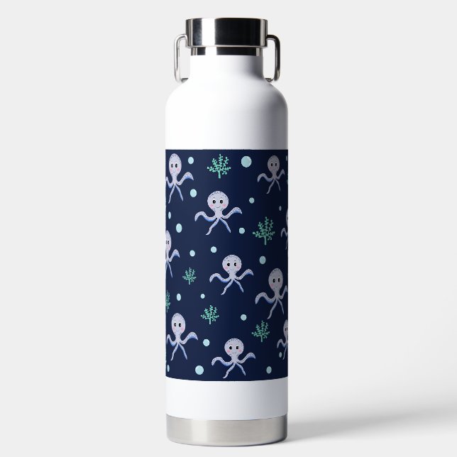 Octopus under the sea kids pattern water bottle (Front)