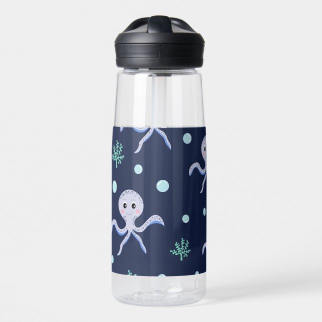 Octopus under the sea kids pattern water bottle (Front)