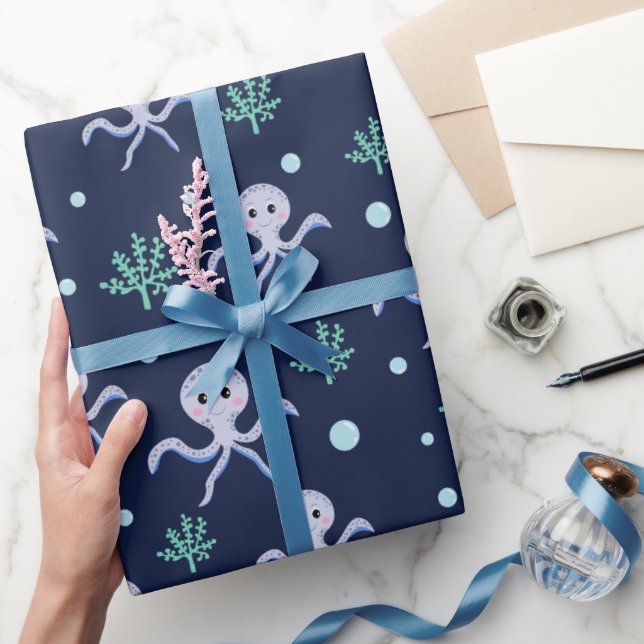 Octopus under the sea kids pattern wrapping paper (Gifting)