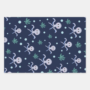Octopus under the sea kids pattern wrapping paper sheet