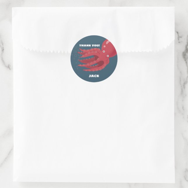 Octopus Undersea Themed Birthday Classic Round Sticker (Bag)