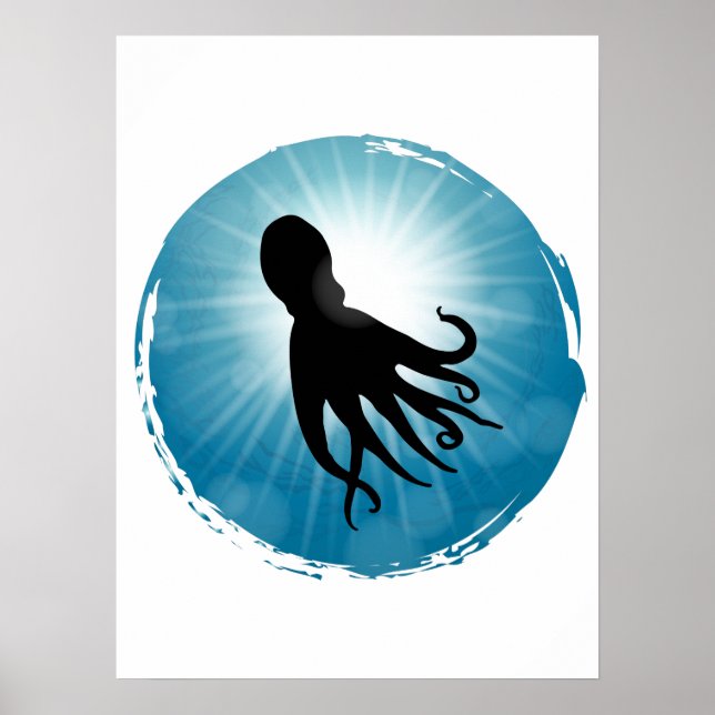 Octopus Underwater Aquatic Life Poster (Front)