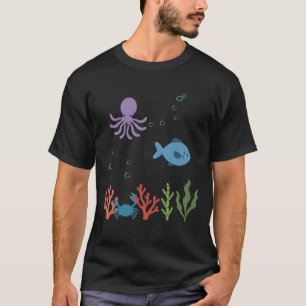 Octopus Underwater Kids Fish Ocean World T-Shirt