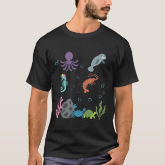 Octopus Underwater Kids Manatee Shrimp T-Shirt