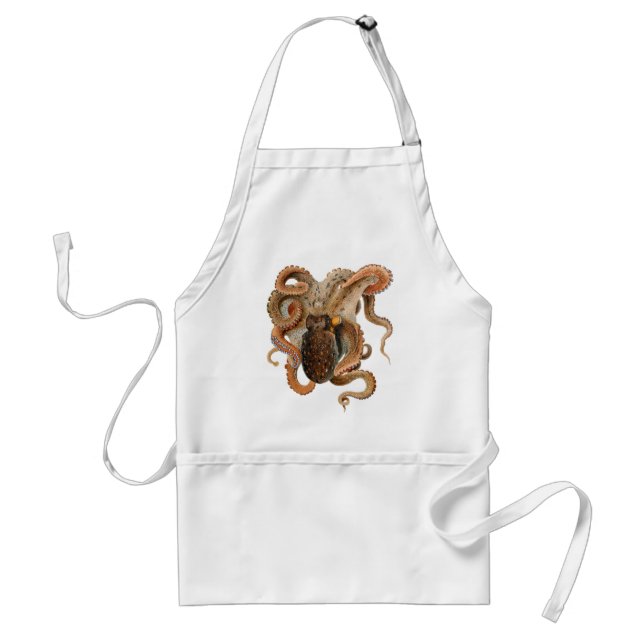 Octopus Vulgaris, Vintage Marine Life Animals Standard Apron (Front)