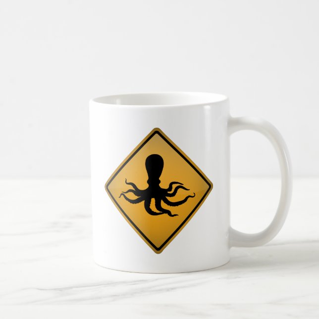 Octopus Warning Sign Coffee Mug (Right)