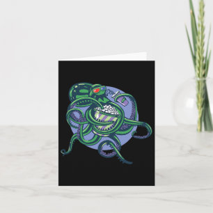 Octopus Watching A Movie - Detailed Graphic Design Card
