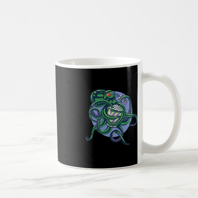 Octopus Watching A Movie - Detailed Graphic Design Coffee Mug (Right)