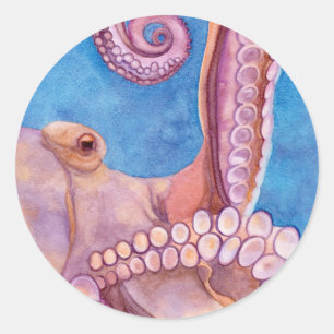 Octopus Watercolor Envelope Seal Sticker