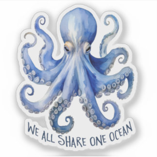 Octopus Watercolor Ocean Conservation Marine
