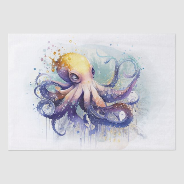 Octopus Watercolor Tissue Paper (Front)