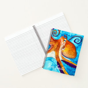 Octopus watercolor under the sea art notebook