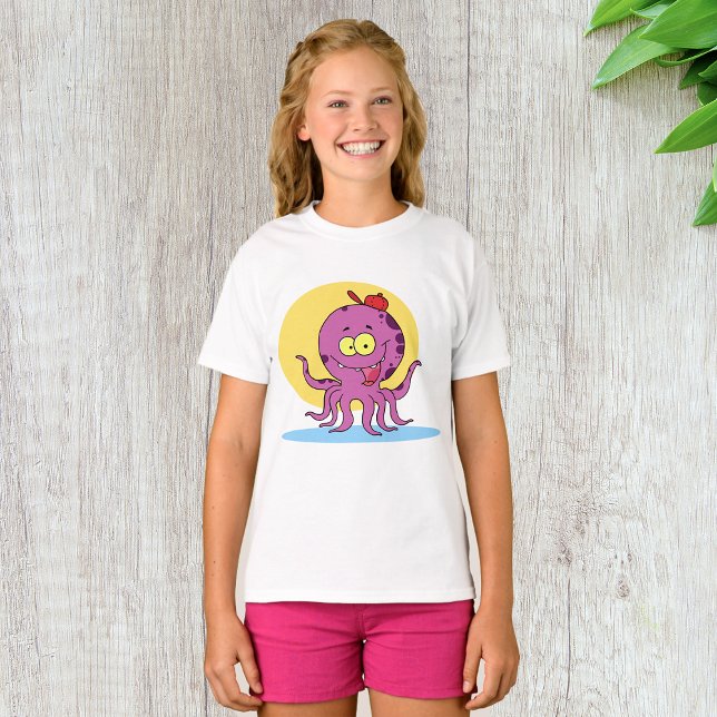Octopus Wearing A Red Ball Cap Girls T-Shirt (Creator Uploaded)