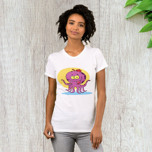 Octopus Wearing A Red Ball Cap Womens T-Shirt