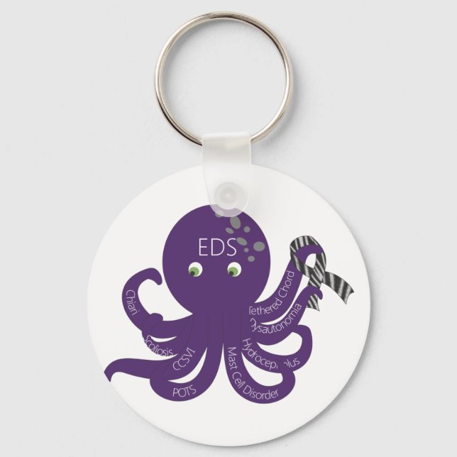 Octopus White Back Ground Key Ring (Front)