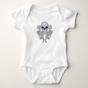 Octopus with 8 Arms & Skull Baby Bodysuit