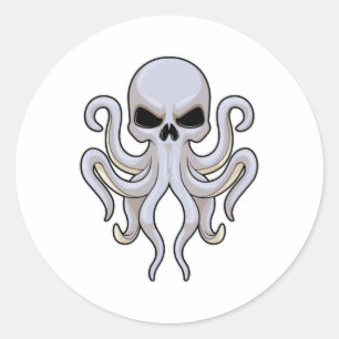 Octopus with 8 Arms & Skull Classic Round Sticker