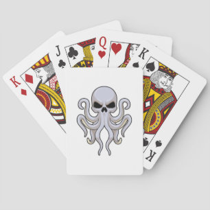 Octopus with 8 Arms & Skull Playing Cards