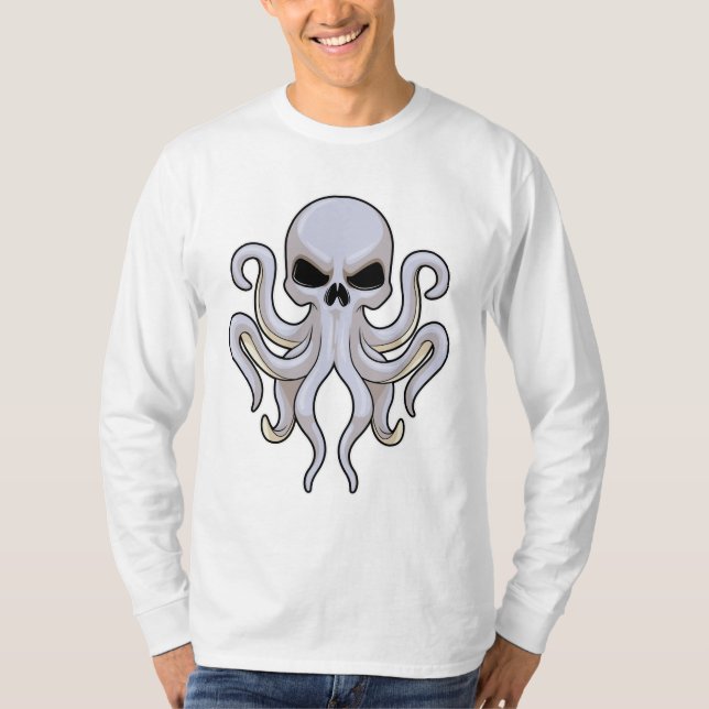 Octopus with 8 Arms & Skull T-Shirt (Front)