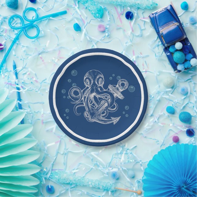 Octopus With Anchor Paper Plate (Party)