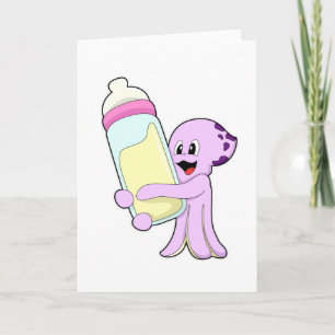 Octopus with Baby bottle Milk Card