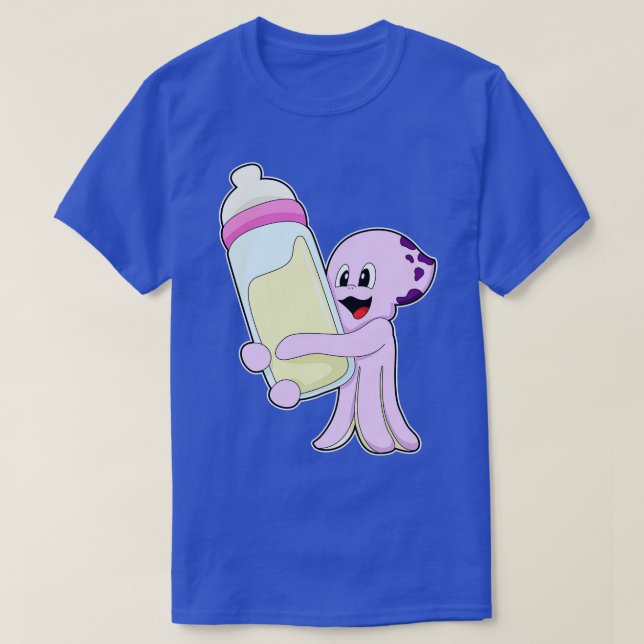 Octopus with Baby bottle Milk T-Shirt (Design Front)